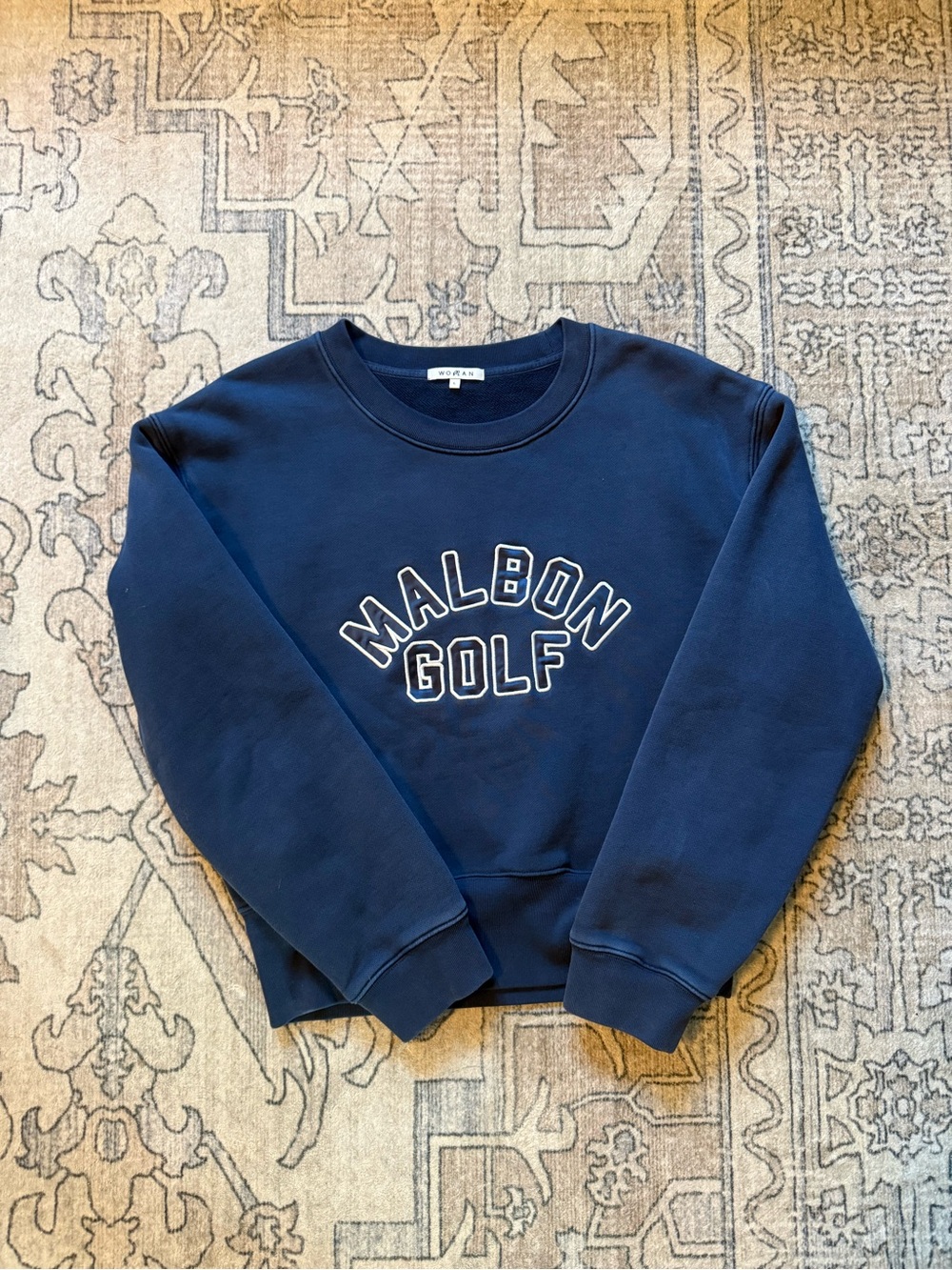 Women’s Navy Malbon Golf Crewneck Sweatshirt